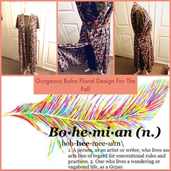 NWT BOHO Duster Floral LulaRoe Med Cardigan - Picture 2 of 8